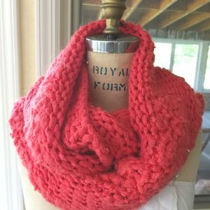 Macy's Red Orange Knitted Infinity Scarf O Style Ring Winter Women's Juniors